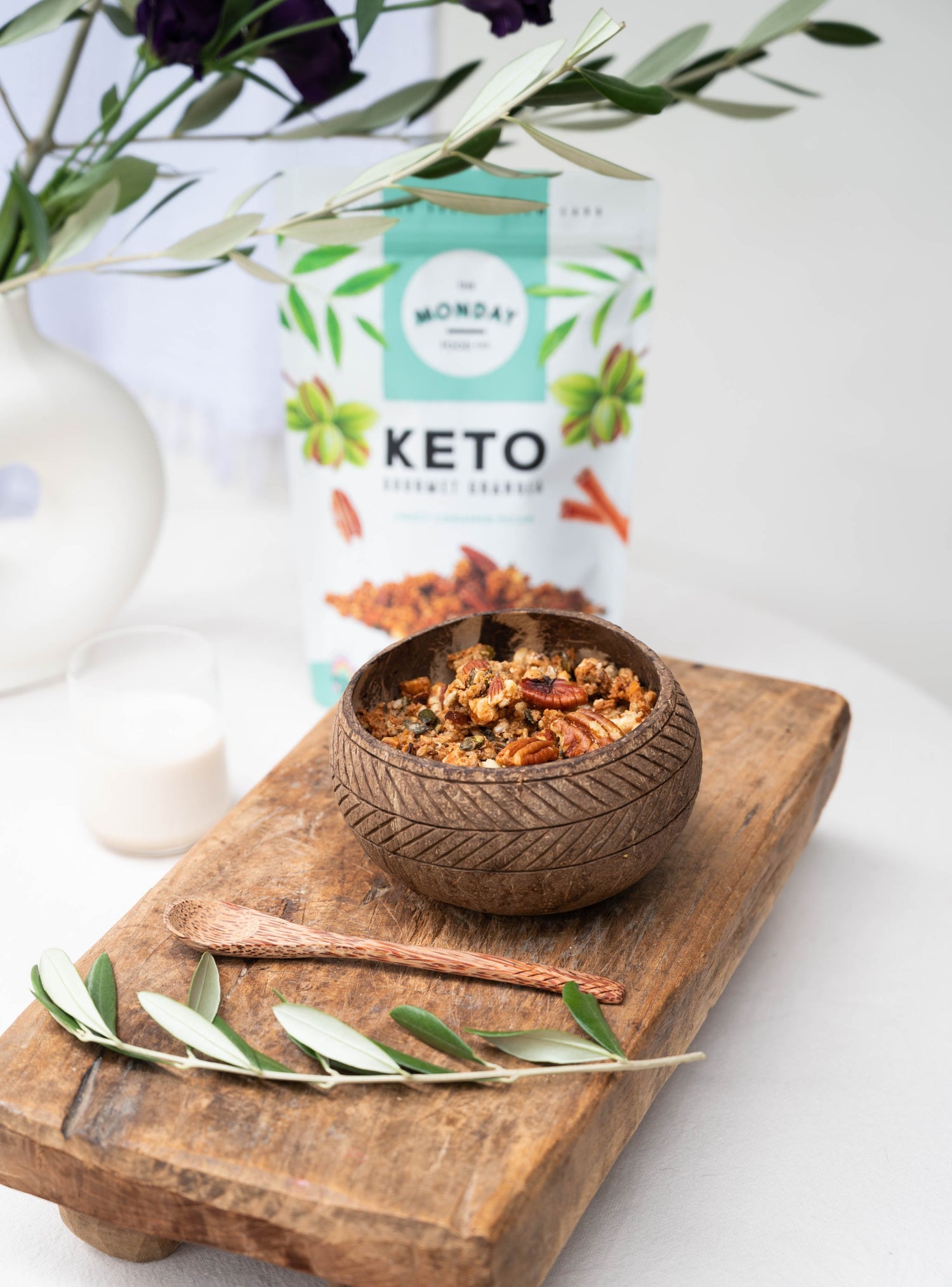 A bowl of keto granola