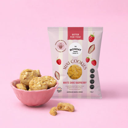 White Choc Raspberry Mini Cookies (Better for you)