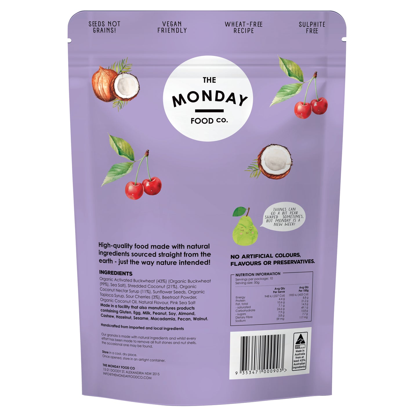 Activated Buckwheat Sour Cherry Granola