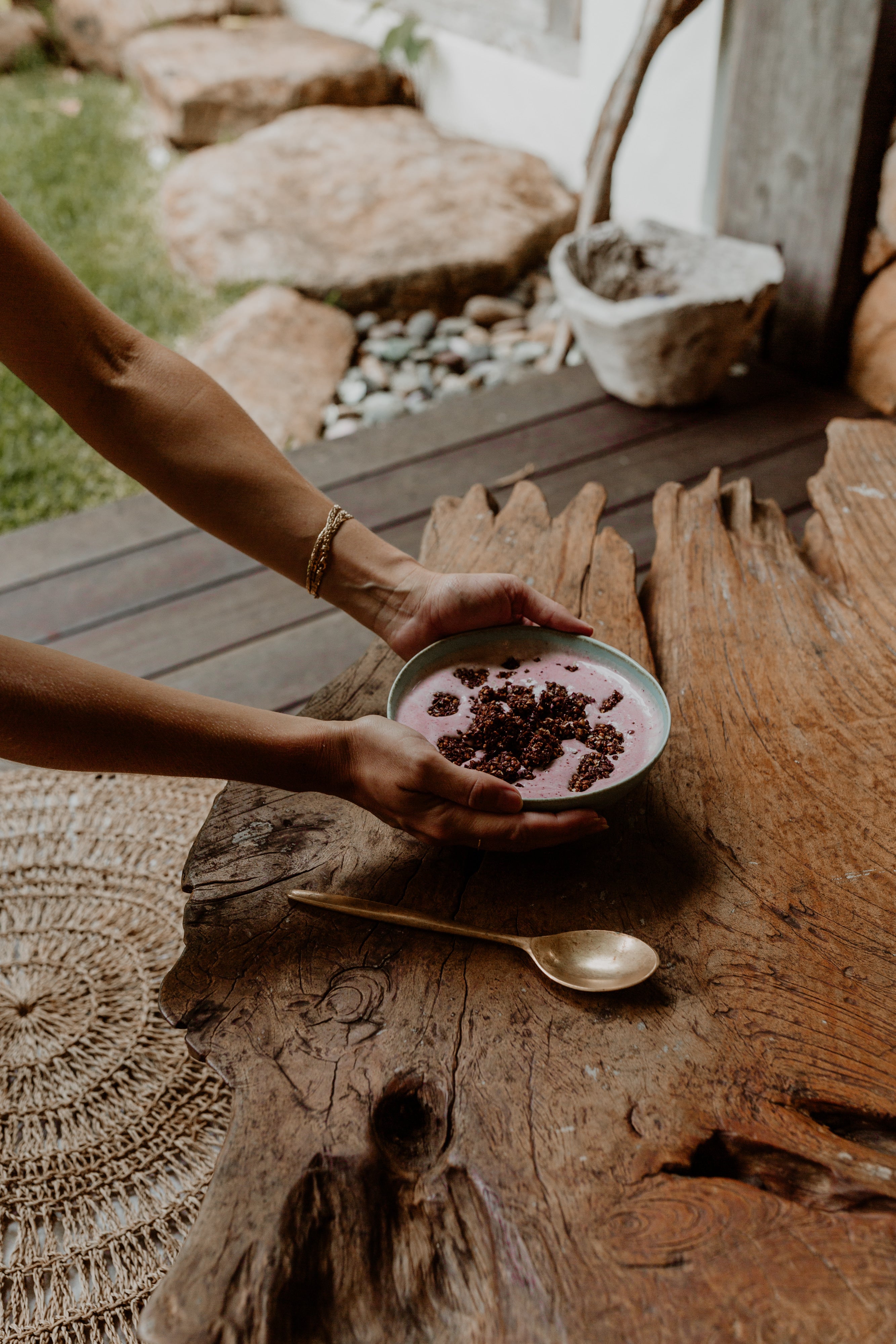 Vegan Keto Granola in bowl with yoghurt